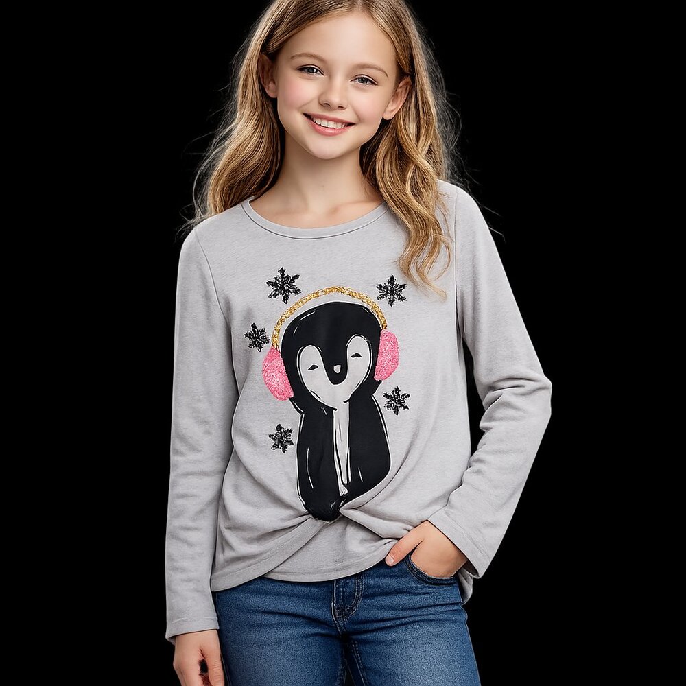 SO Girls Sparkling Snowflakes Long Sleeve Shirt – Size 12